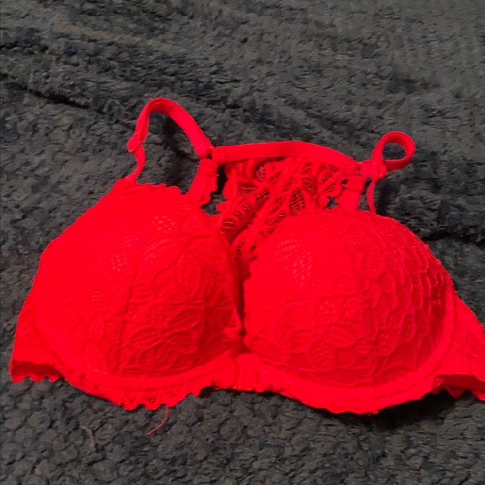Red lace bra